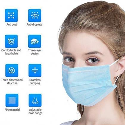 50 Pieces Disposable Face Masks Medical Anti Dust..