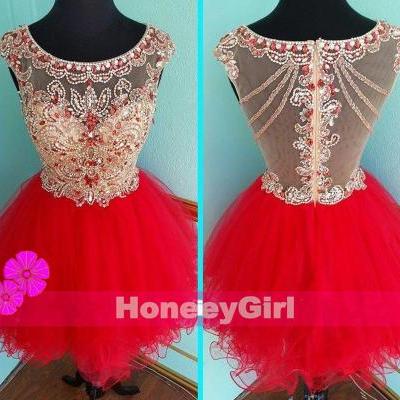 HG315 Gorgeous Homecoming Dress,Red Homecoming Dress,Luxury Homecoming Dress,Beaded Homecoming Dress,Scoop Homecoming Dress,Charming Homecoming Dress,Popular Homecoming Dress,Short Homecoming Dress,Modest Homecoming Dress,Organza Homecoming Dress