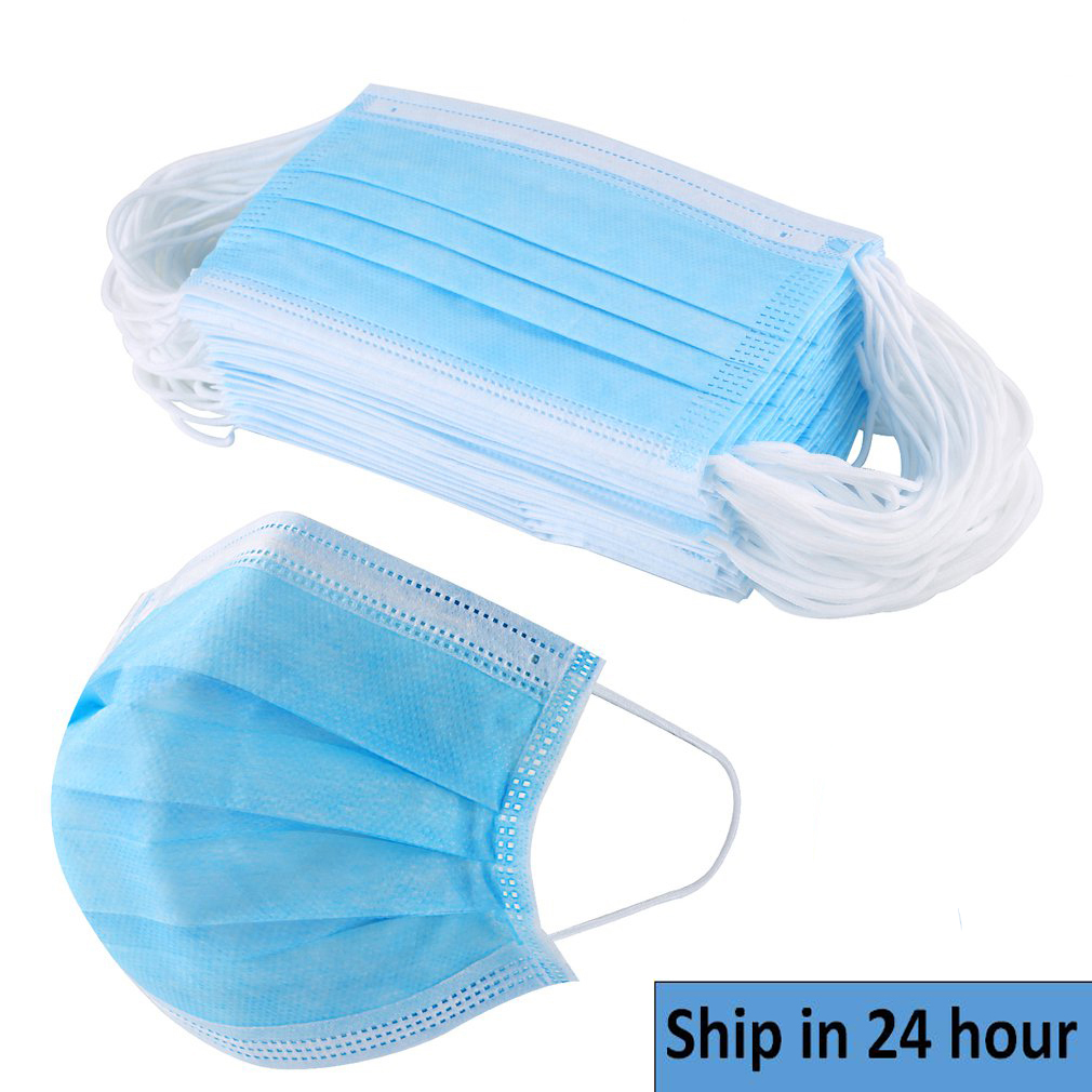 50 Pieces Disposable Face Masks Medical Anti Dust Breathable 3 Layers Earloop Mouth Face Mask
