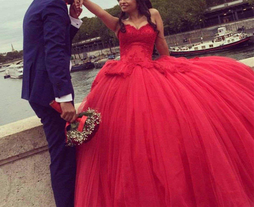 big red wedding dress