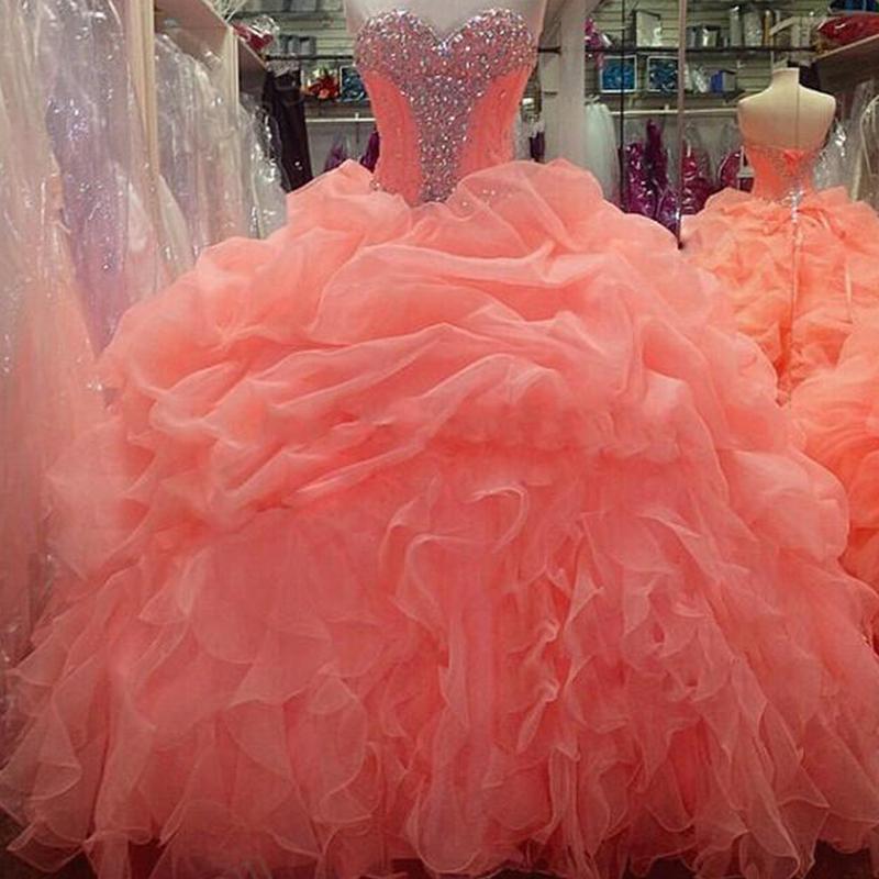 Salmon pink quinceanera clearance dresses