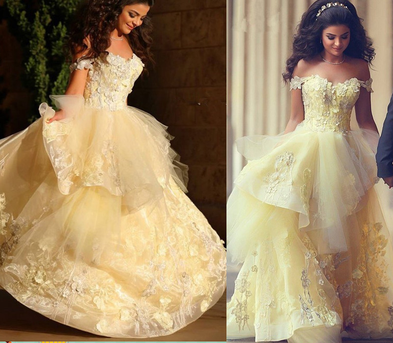 Hg445 Charming Prom Dress,appliques Prom Dress,lace Prom Dress,yellow Gold Prom Dress,prom Dress Long,off Shoulder Prom Dress,party Dress