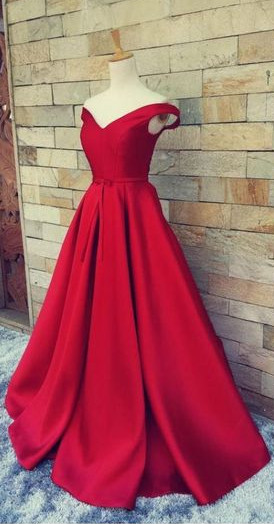 Glamorous Wine Red Off-The-Shoulder Evening Dress With Sequins Beads main image 0